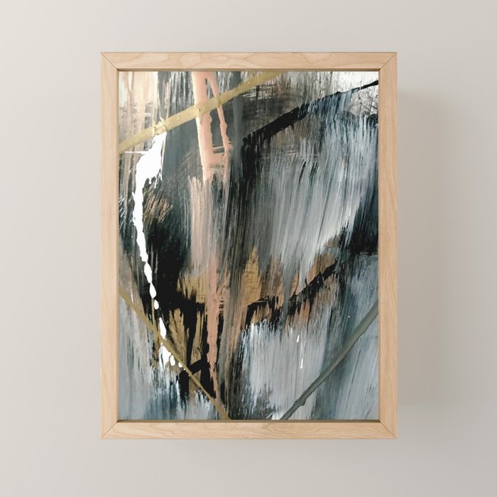 01025: a neutral abstract in gold, black, and white Mini Art Print
