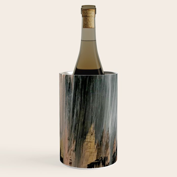 01025: a neutral abstract in gold, black, and white Wine Chiller
