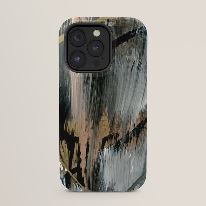 01025: a neutral abstract in gold, black, and white iPhone Case