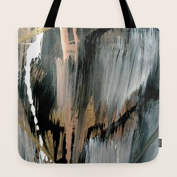 01025: a neutral abstract in gold, black, and white Tote Bag