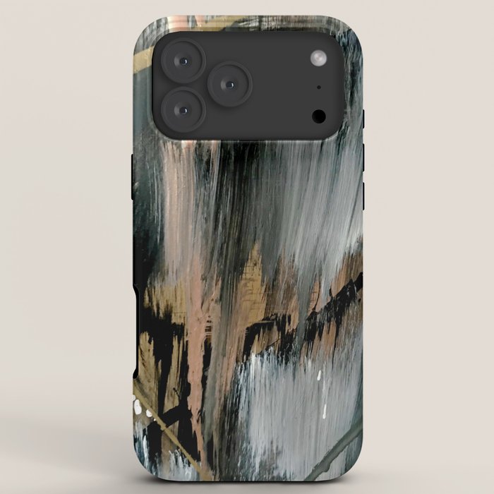 01025: a neutral abstract in gold, black, and white iPhone Case