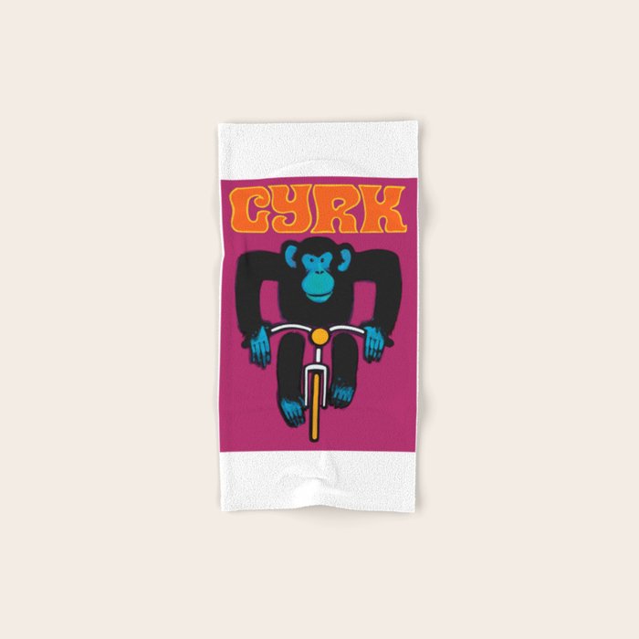 1968 CYRK Cycling Chimpanzee Polish Circus Poster Bath Towel