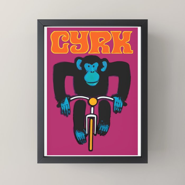 1968 CYRK Cycling Chimpanzee Polish Circus Poster Mini Art Print
