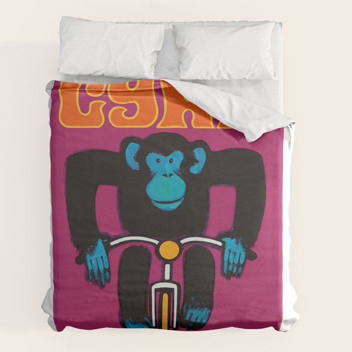 1968 CYRK Cycling Chimpanzee Polish Circus Poster Duvet Cover