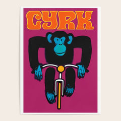 1968 CYRK Cycling Chimpanzee Polish Circus Poster Poster