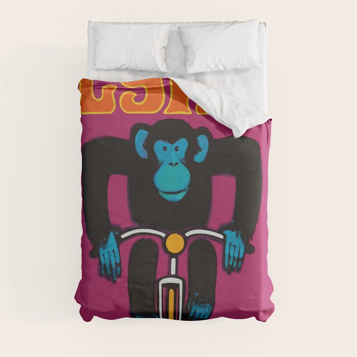 1968 CYRK Cycling Chimpanzee Polish Circus Poster Duvet Cover