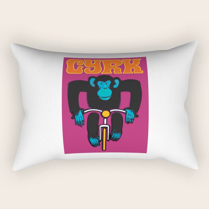 1968 CYRK Cycling Chimpanzee Polish Circus Poster Rectangular Pillow