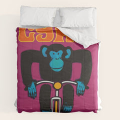 1968 CYRK Cycling Chimpanzee Polish Circus Poster Comforter
