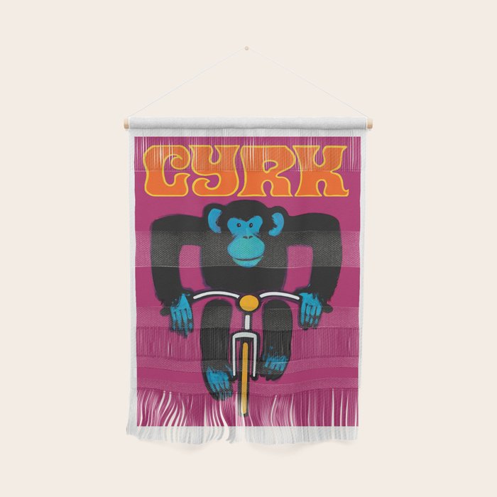 1968 CYRK Cycling Chimpanzee Polish Circus Poster Wall Hanging
