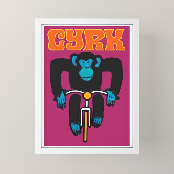 1968 CYRK Cycling Chimpanzee Polish Circus Poster Mini Art Print