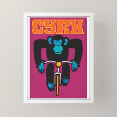 1968 CYRK Cycling Chimpanzee Polish Circus Poster Mini Art Print