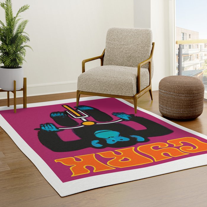 1968 CYRK Cycling Chimpanzee Polish Circus Poster Rug