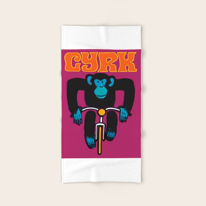 1968 CYRK Cycling Chimpanzee Polish Circus Poster Bath Towel