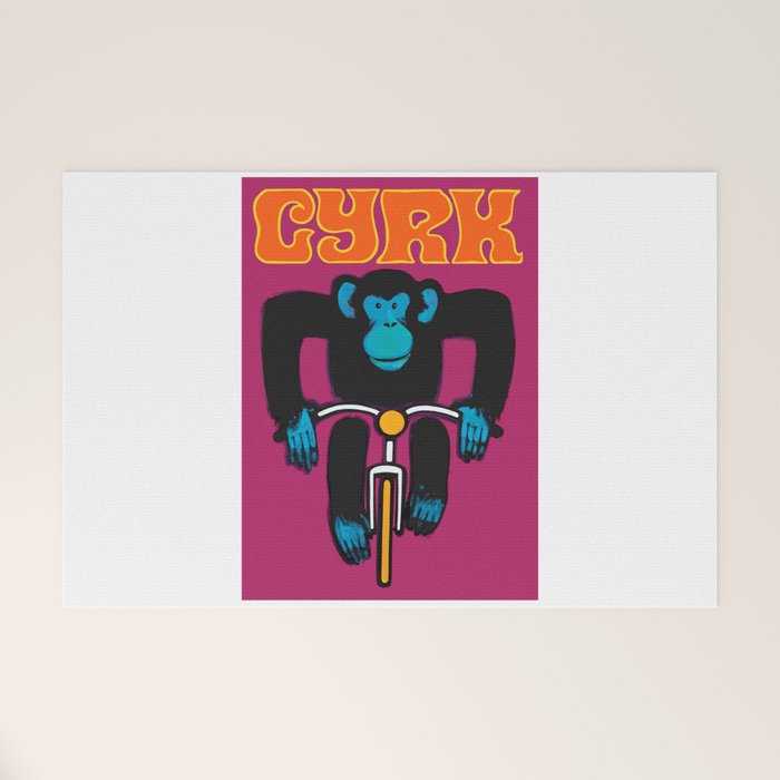 1968 CYRK Cycling Chimpanzee Polish Circus Poster Welcome Mat