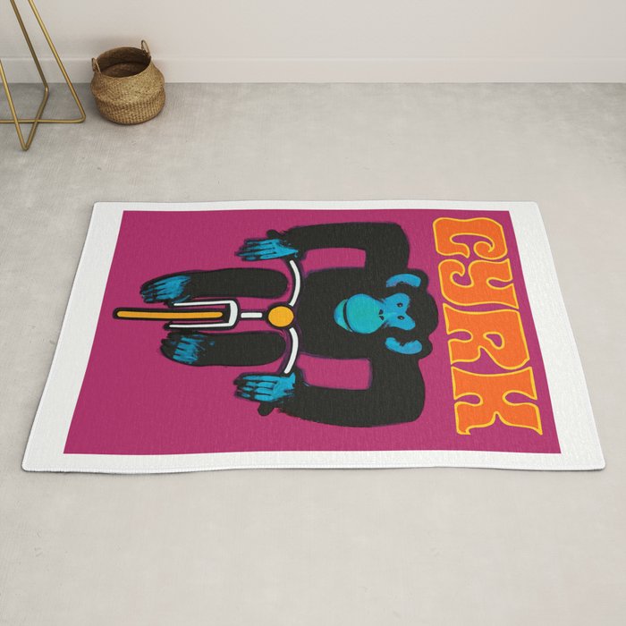1968 CYRK Cycling Chimpanzee Polish Circus Poster Rug