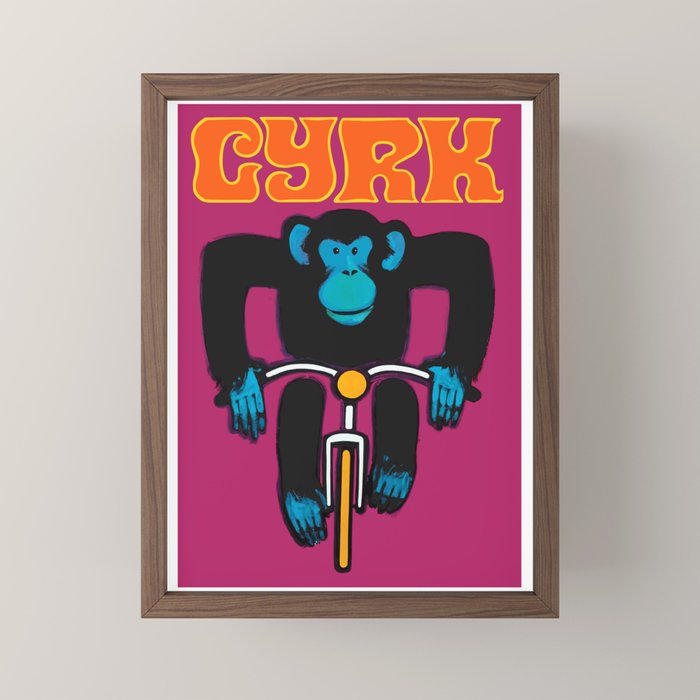 1968 CYRK Cycling Chimpanzee Polish Circus Poster Mini Art Print