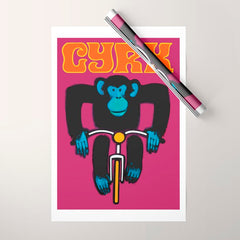 1968 CYRK Cycling Chimpanzee Polish Circus Poster Wrapping Paper