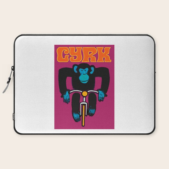 1968 CYRK Cycling Chimpanzee Polish Circus Poster Laptop Sleeve