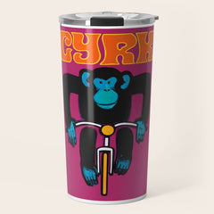 1968 CYRK Cycling Chimpanzee Polish Circus Poster Travel Mug