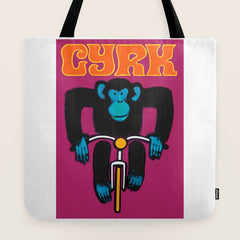 1968 CYRK Cycling Chimpanzee Polish Circus Poster Tote Bag