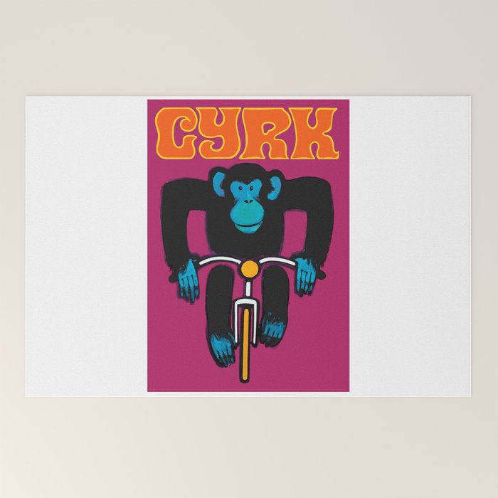 1968 CYRK Cycling Chimpanzee Polish Circus Poster Welcome Mat