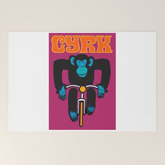 1968 CYRK Cycling Chimpanzee Polish Circus Poster Welcome Mat