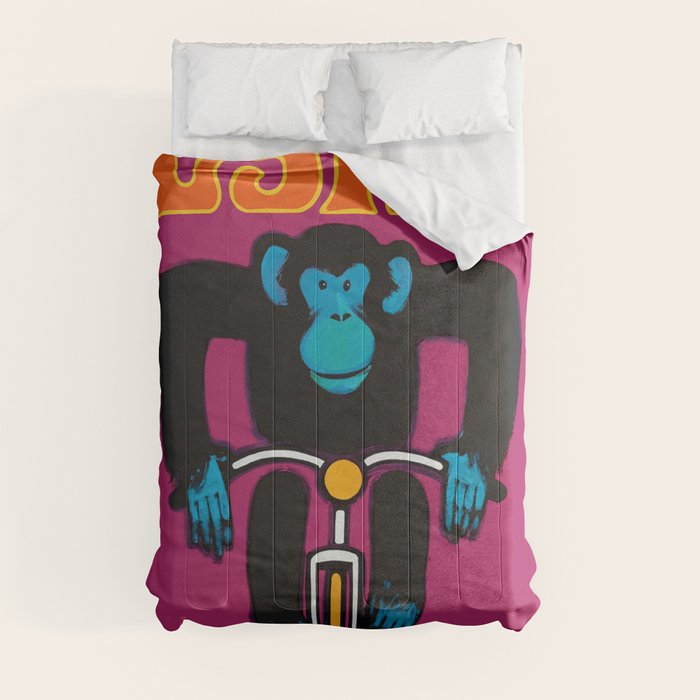 1968 CYRK Cycling Chimpanzee Polish Circus Poster Comforter