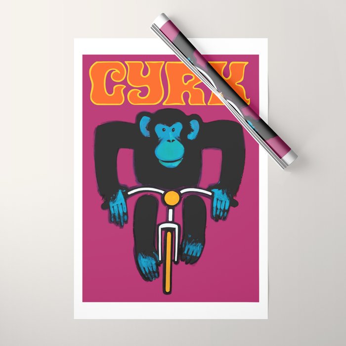 1968 CYRK Cycling Chimpanzee Polish Circus Poster Wrapping Paper