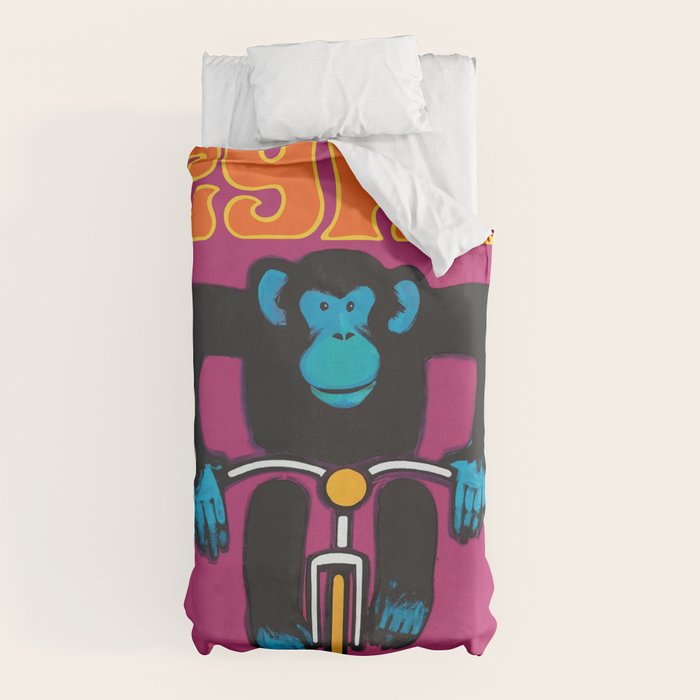 1968 CYRK Cycling Chimpanzee Polish Circus Poster Duvet Cover