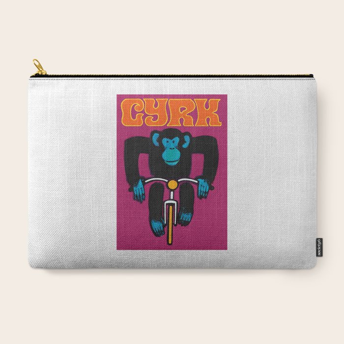 1968 CYRK Cycling Chimpanzee Polish Circus Poster Carry All Pouch