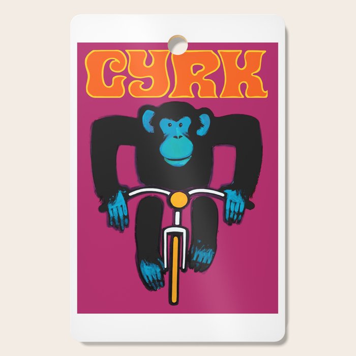 1968 CYRK Cycling Chimpanzee Polish Circus Poster Cutting Board