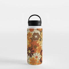 70's Floral Prints, Retro Art Water Bottle