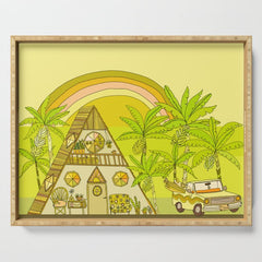 a frame simple living // banana pancakes // retro surf art by surfy birdy Serving Tray