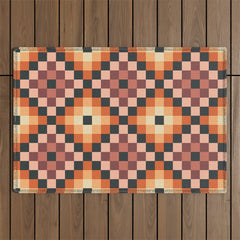 70s color squares pattern  Outdoor Rug