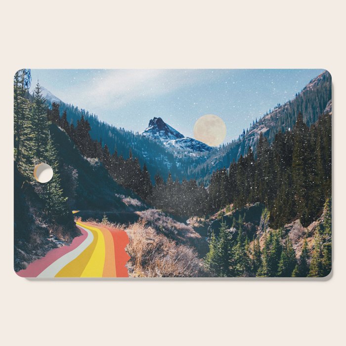 1960's Style Mountain Collage Cutting Board