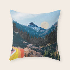 1960's Style Mountain Collage Throw Pillow
