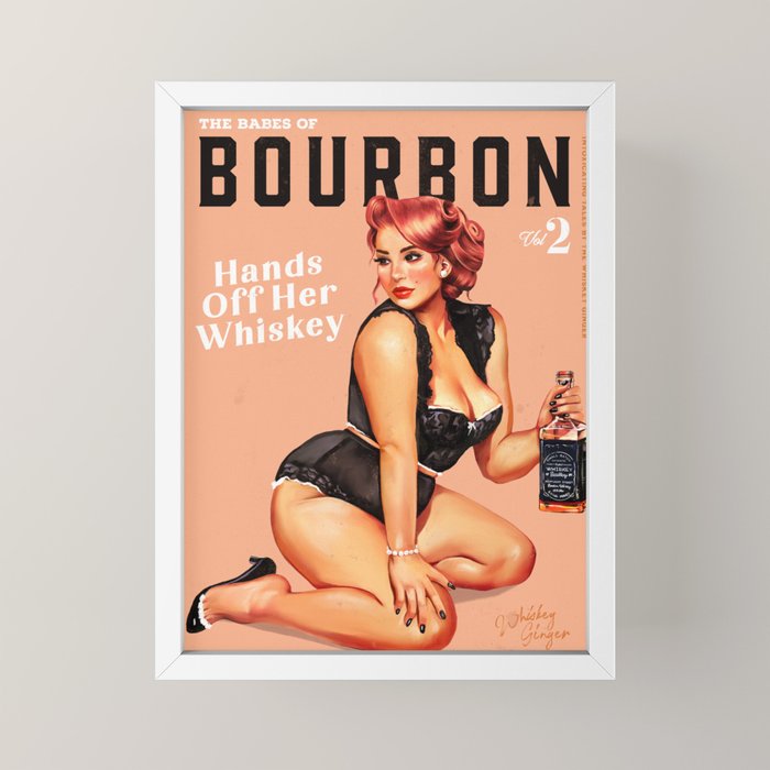 "The Babes Of Bourbon: Hands Off Her Whiskey" Vintage Curvy Pinup Girl Mini Art Print