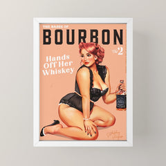 "The Babes Of Bourbon: Hands Off Her Whiskey" Vintage Curvy Pinup Girl Mini Art Print