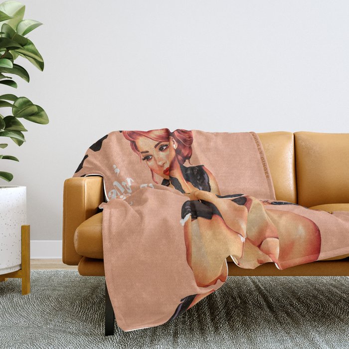 "The Babes Of Bourbon: Hands Off Her Whiskey" Vintage Curvy Pinup Girl Throw Blanket