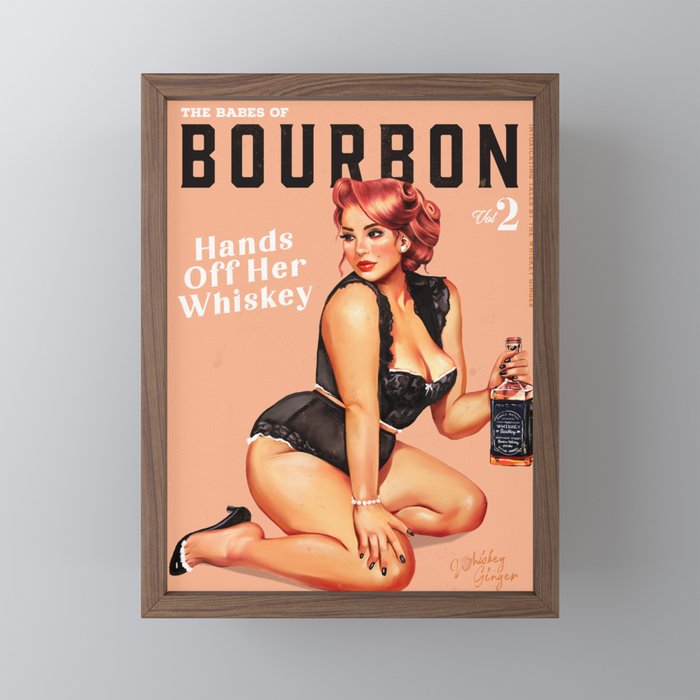 "The Babes Of Bourbon: Hands Off Her Whiskey" Vintage Curvy Pinup Girl Mini Art Print