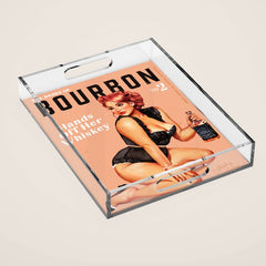 "The Babes Of Bourbon: Hands Off Her Whiskey" Vintage Curvy Pinup Girl Acrylic Tray