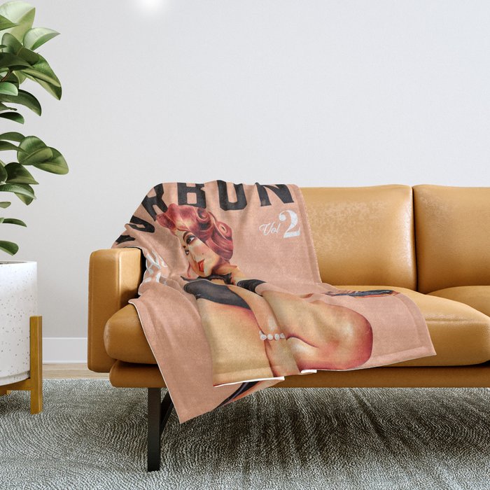 "The Babes Of Bourbon: Hands Off Her Whiskey" Vintage Curvy Pinup Girl Throw Blanket