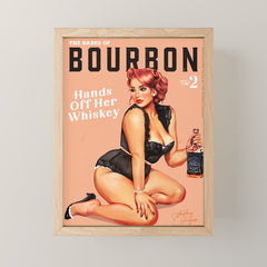 "The Babes Of Bourbon: Hands Off Her Whiskey" Vintage Curvy Pinup Girl Mini Art Print