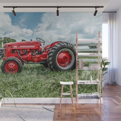 300 Vintage International Harvester Red Tractor Wall Mural