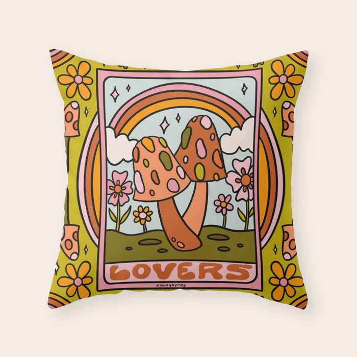 6. The Lovers Mushroom Throw Pillow