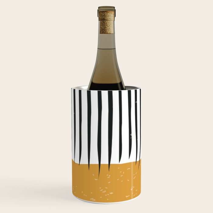 (White Background) Mid Century Modern Minimalist Rothko Inspired Color Field With Lines Geometric Style  Wine Chiller
