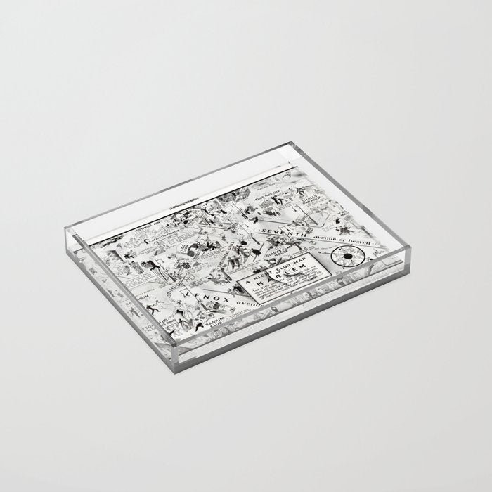 1932 Night-Club Map of Harlem, NY Centerfold from Manhattan Weekly by Elmer Simms Campbell Acrylic Tray