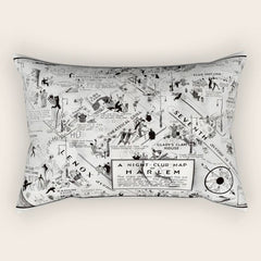 1932 Night-Club Map of Harlem, NY Centerfold from Manhattan Weekly by Elmer Simms Campbell Rectangular Pillow