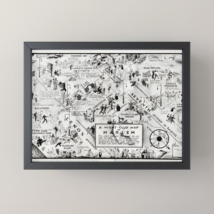 1932 Night-Club Map of Harlem, NY Centerfold from Manhattan Weekly by Elmer Simms Campbell Mini Art Print