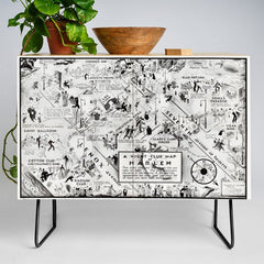 1932 Night-Club Map of Harlem, NY Centerfold from Manhattan Weekly by Elmer Simms Campbell Credenza